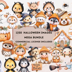 Halloween Cute Mega Bundle Collection 1250+ Clipart Digital Download Halloween Spooky PNG High Quality Spooky Cute Graphics Halloween
