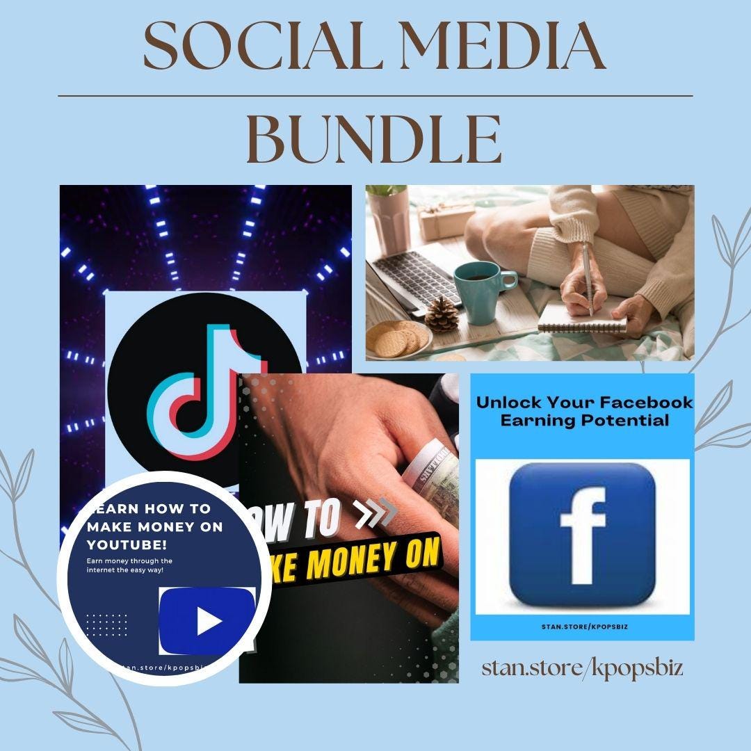 5 Guide Bundle Make Money on Social Media  Facebook YouTube X Twitter Instagram TikTok