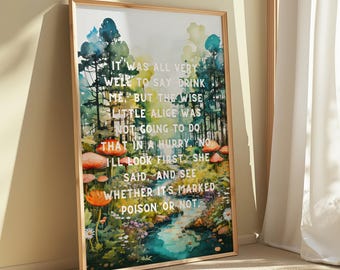 Alice in Wonderland Print | Literary Wall Art, Gift for Recovery