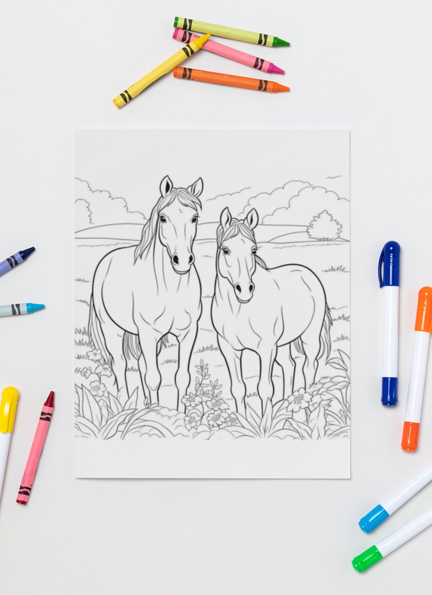 easy-kids-coloring-pages-preschool-coloring-ponies-etsy