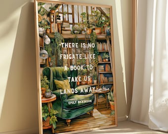Dickenson 'No Frigate Like A Book' Print | Literary Wall Art