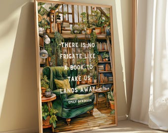 Dickenson 'No Frigate Like A Book' Print | Literary Wall Art