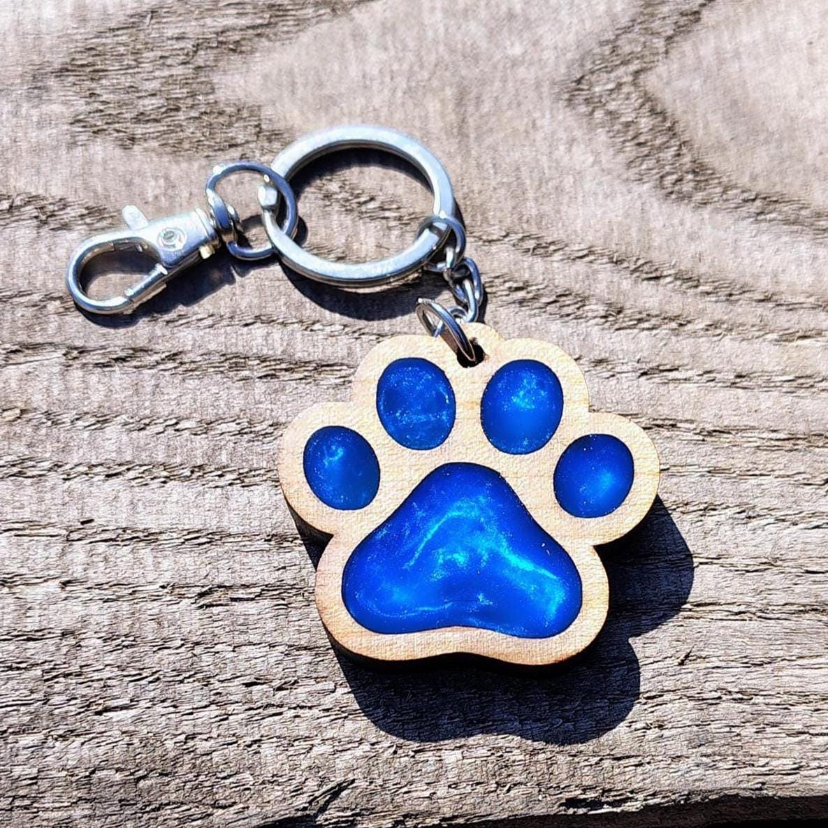 Paw Print Keychain from reclaimed wood Eco-Friendly Gift for Dog Lovers