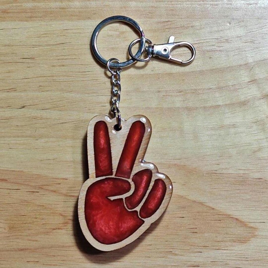 Reclaimed Wood Peace Sign Keychain: Handmade Resin Charm - Etsy