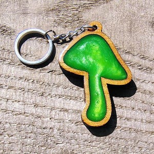 Mushroom Keychain | Handmade Reclaimed Wood & Resin Gift for Nature Lovers or Cottagecore Fans