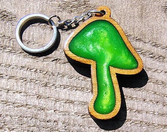 Mushroom Keychain | Handmade Reclaimed Wood & Resin Gift for Nature Lovers or Cottagecore Fans