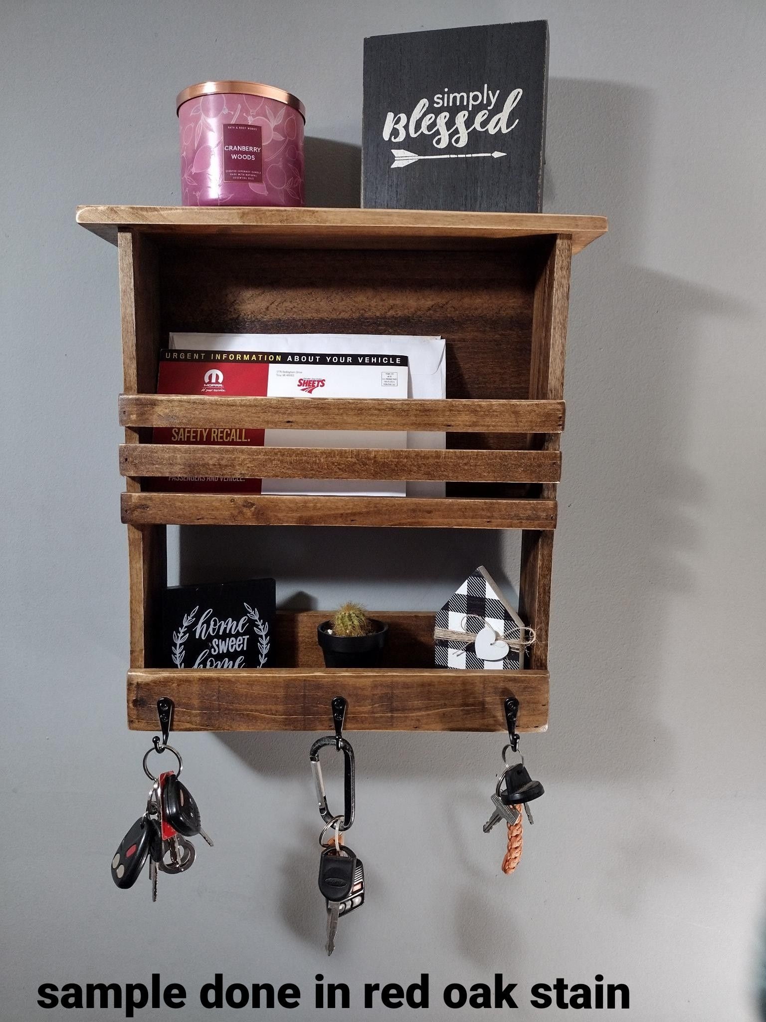 Rustic Wood Shelf Organizer Bathroom Magazine Holder Entryway Foyer Re –  Father Son Crafts