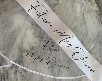 Personalised wedding hen do Veil & Sash, Future Mrs…