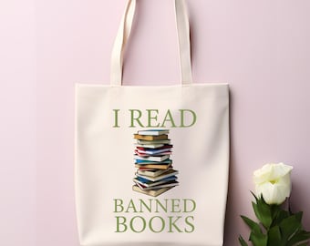 Read Banned Books Tote Bag, Banned Books Bag, Reading Canvas Bag, Librarian Tote, Gift For Book Lover, Bookworm Bag, Book Lovers Gift