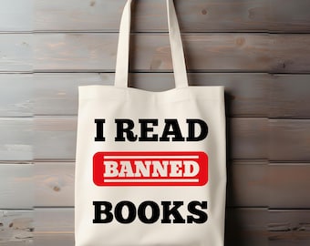 Read Banned Books Tote Bag, Banned Book Bag, Reading Canvas Bag, Librarian Tote, Gift For Book Lover, Bookworm Bag, Book Lovers Gift