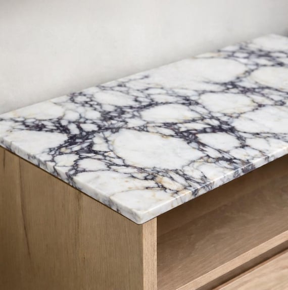 Custom size | Calacatta Viola Polished Marble Slab | Nightstand Top, Marble Shelf, Radiator Top, Dresser Top
