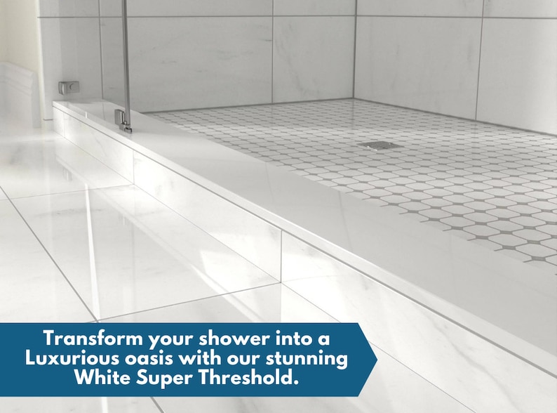 Pure White Engineered Marble Threshold for Shower Curb