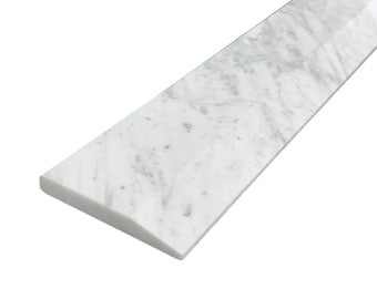 Single Hollywood White Carrara Marble Threshold for Floor Transitions | Custom Cut Lenght