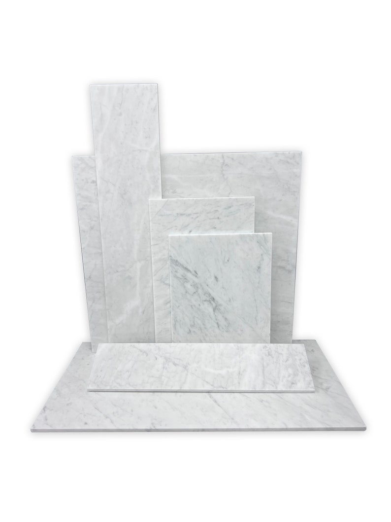 Choose your size Custom Italian White Carrara Marble Slab Night Stand Top, Marble Shelf, Radiator Top, Kitchen Marble Pastry Slab image 1