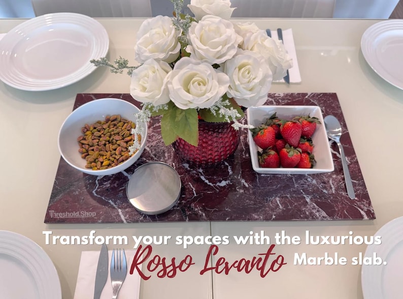 Custom size | Rosso Levanto Polished Marble | Night Stand Top, Marble Shelf, Radiator Top, Dresser Top, Coffe Table image 2