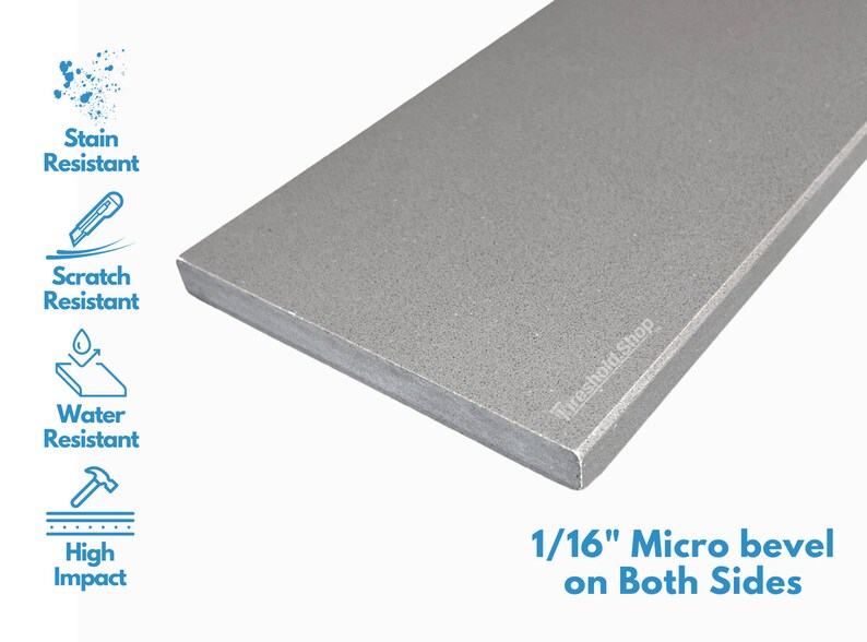 Concrete Grey Engineered Marble Threshold for Shower Curb, Window Sill