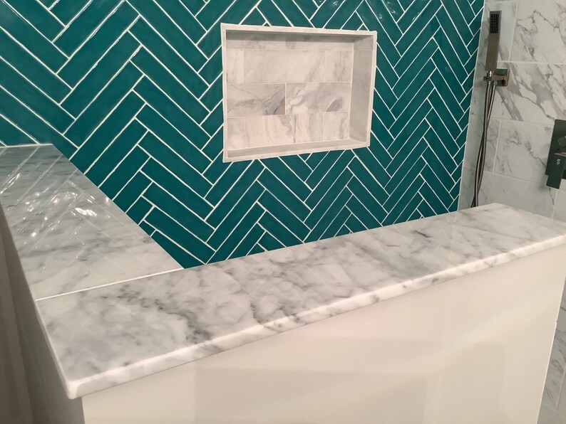 60 Inch Italian White Carrara Marble Shower Curb Top Custom Etsy