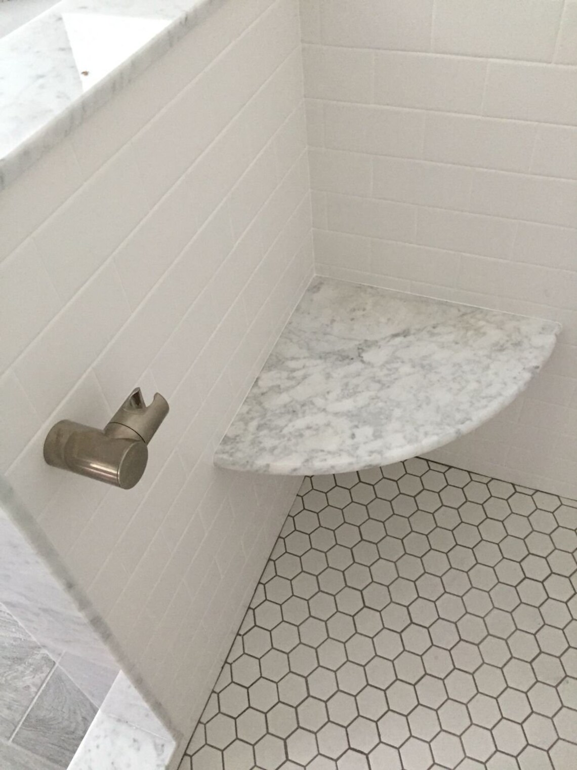 18 Inch White Carrara Marble Shower Seat Etsy