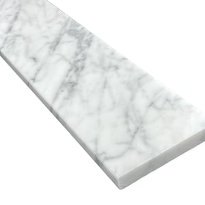60 inch Italian White Carrara Marble Shower Curb Top | Custom Size|   Use as Shower Threshold, Backsplash, Windows Sill, Floor Transitions.