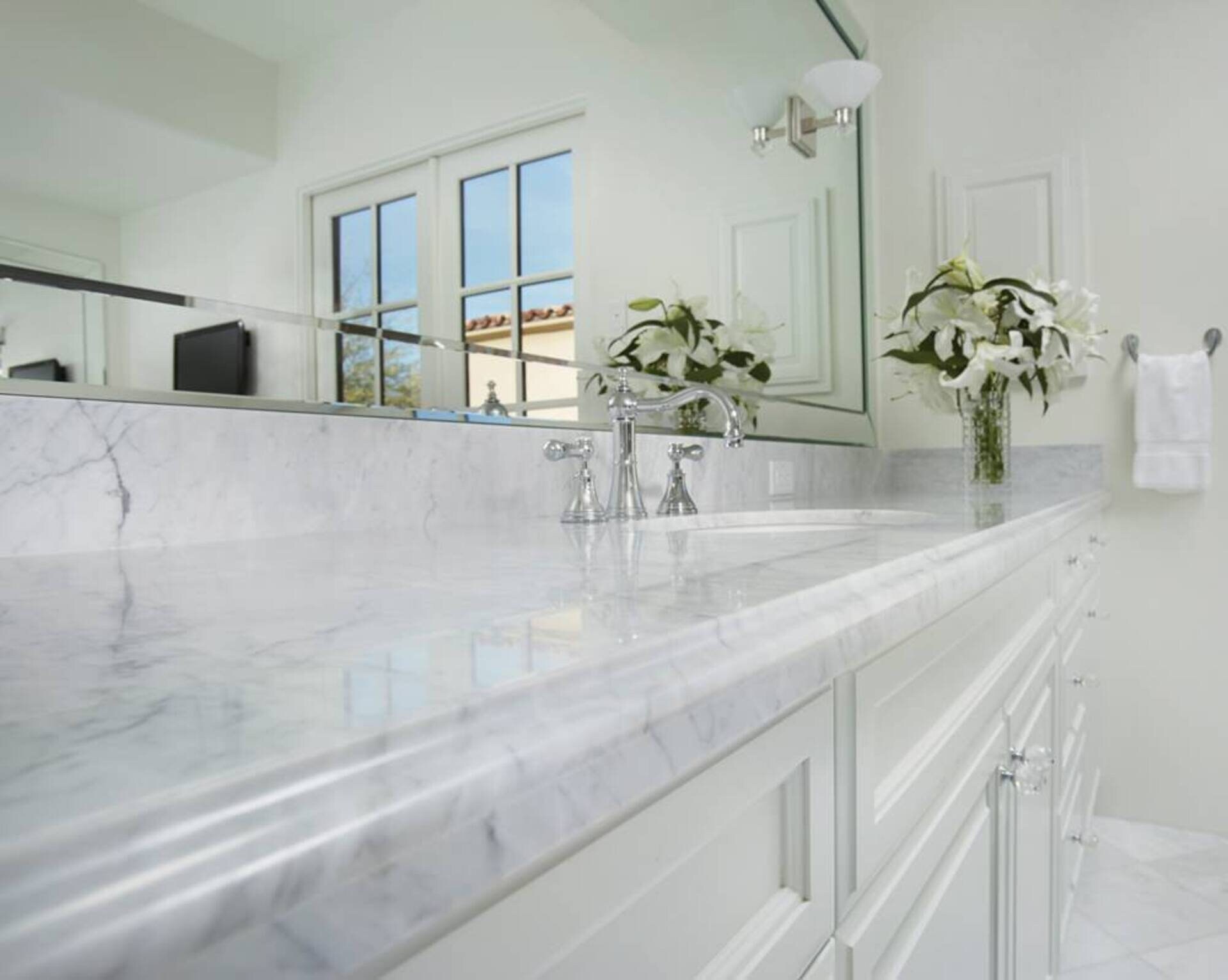 White Carrara Marble Threshold for Shower Curb, Window