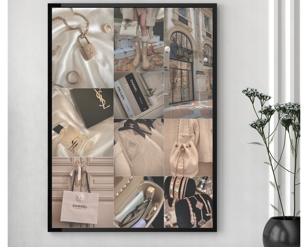 Warm Beige Aesthetic Collage Wall Art Luxury Poster Boujee Decor