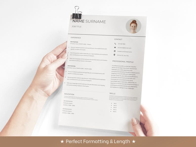 Modern Resume Template With Cover Letter, Google Docs & Word - Etsy