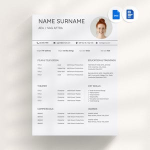 Actor Resume Template Google Docs - Creative Acting Resume Template, Modern CV for Actors