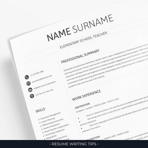 Teacher Resume Template for Google Docs and Word Simple and Clean