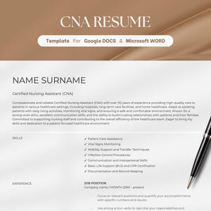 Nursing Resume Template, Registered Nurse Resume Template RN, CNA, Word, Physician Assistant Resume for Nurse, New Grad Nurse CV