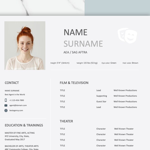 Musical Theater Resume Template - Etsy