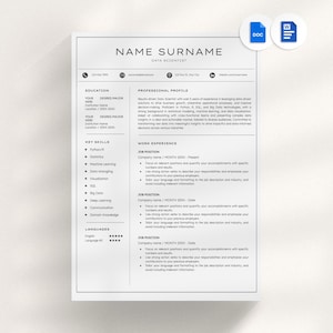 Daten Science Lebenslauf Vorlage Google Docs - Einfach zu verwendender, moderner professioneller Lebenslauf, saubere Lebenslaufvorlage
