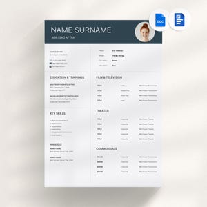 Actor Resume Template with Headshot and Cover Letter, Theatre Resume Template Actress Resume Template Acting Resume Theatre Resume