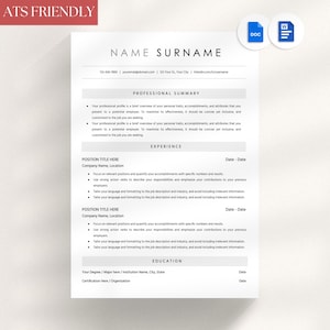 ATS Resume Template, ATS Friendly Resume Template Word, Resume Template Google Docs, Simple Resume Template, Resume Template Minimalist