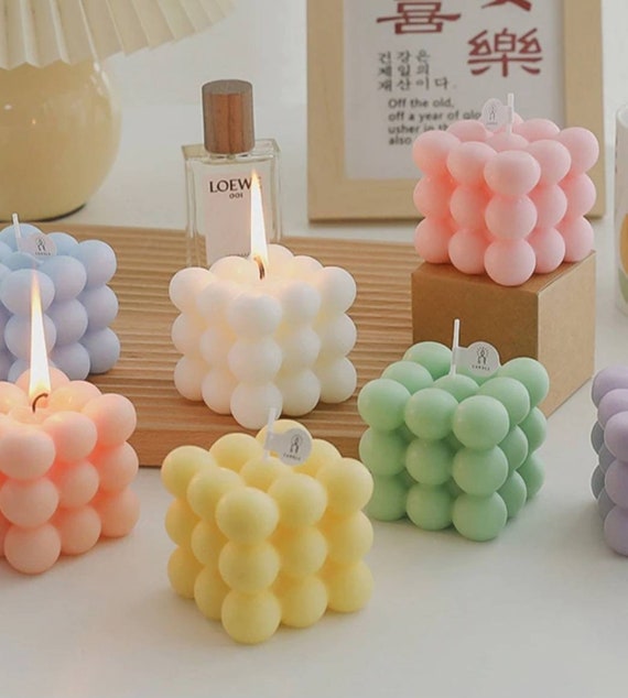 Ombre Bubble Cube Soy Pillar Candle 3 Shade Candle Bubble Cube Candle  Custom Candle Scented Candle Vegan Gift for Friend 