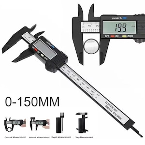 6&#39;&#39; LCD Digital Vernier Caliper Micrometer Measure Tool Gauge Ruler 150mm Black