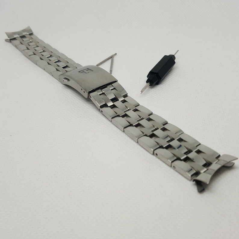 Tissot 19mm Stainless Steel Watch Bracelet Replacement With Curved End