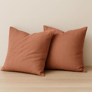 Terracotta Cotton Pillow Cover Solid Color Throw Pillow Copper Pillow Cover Custom Size pillow cover Euro sham cover rust pillow cover