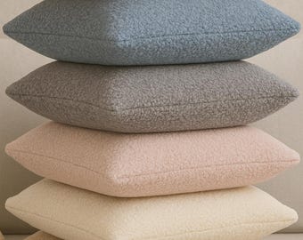 Soft Boucle Teddy Throw Pillow Cover 45x45cm Cozy Plush Cushion Cover Decorative Sofa Pillow Neutral Home Decor  Gift for Her Plush Pillow