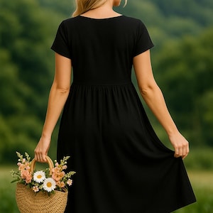 Linen dress with pockets mid length midi dress minimalist dress short sleeve elegant linen dress maxi dress plus size clothing loose dress
