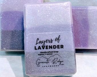 Layers of Lavender Scented Soap, Handcrafted Artisan Soap, Skin loving soap, Small Batch, No Chemical Soap