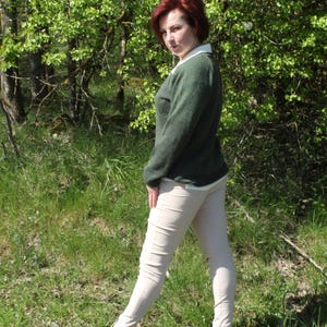 Classic sweater - green alpaca sweater- wool pullover -Handmade sweater - knit cardigan- modern clothes - alpaca sweater for women - dress