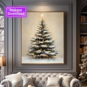 Vintage Christmas Tree Print Christmas Decor Printable Wall Art Neutral Antique Holiday Christmas Wall Decor Seasonal Printable Xmas Art