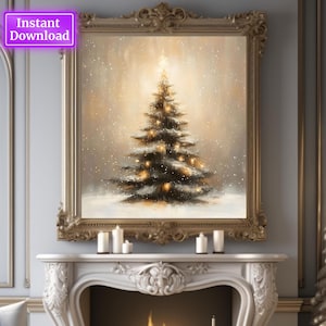 Vintage Christmas Tree Print Christmas Decor Printable Wall Art Neutral Antique Holiday Christmas Wall Decor Seasonal Printable Xmas Art
