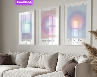 Positive Aura Posters Set Of 3 spiritual gradient aura poster print trendy wall art positive energy colourful aura poster DIGITAL DOWNLOAD