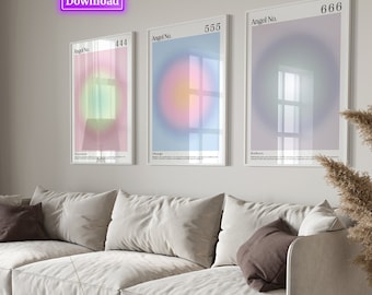 Positive Aura Posters Set Of 3 spiritual gradient aura poster print trendy wall art positive energy colourful aura poster DIGITAL DOWNLOAD