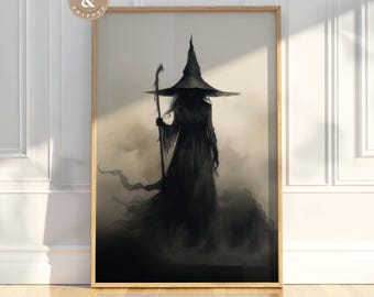 Witchy Decor Halloween Wall Art Physical Print Vintage Witch Halloween Rustic Halloween Decor Vintage Halloween Painting Vintage Wall Art