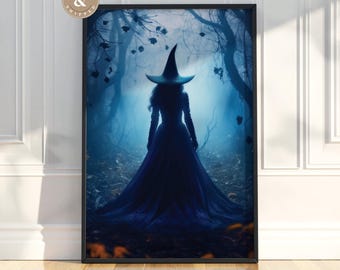 Witchy Decor Halloween Physical Print Wall Art Vintage Witch Halloween Rustic Halloween Decor Vintage Halloween Painting Vintage Witch