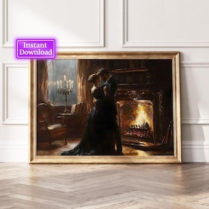 Pintura Dark Academia para impressão, amante de livros, decoração, presente para leitor, arte de biblioteca vintage, arte de parede de biblioteca, decoração vintage, arte de parede vitoriana