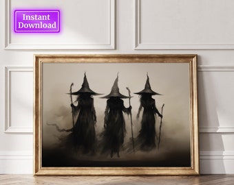 Witchy Decor Halloween Wall Art Printable Vintage Witch Halloween Rustic Halloween Decor Vintage Halloween Painting Vintage Witch Wall Art