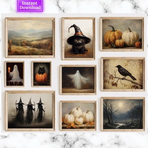 Gallery Wall Prints SET Halloween Printable Art Gallery Wall Halloween Wall Art Vintage Halloween Style Art Set of 10 Halloween Art Volume 1